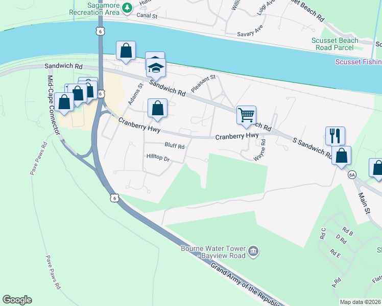 map of restaurants, bars, coffee shops, grocery stores, and more near 1 Desmond Road in Bourne