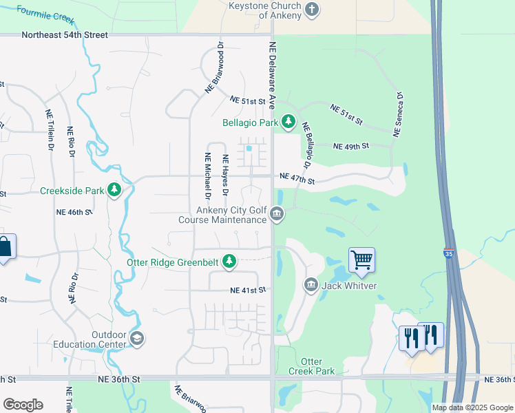 map of restaurants, bars, coffee shops, grocery stores, and more near 4548 Northeast McDougal Lane in Ankeny