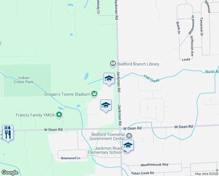 map of restaurants, bars, coffee shops, grocery stores, and more near 8405 Jackman Road in Temperance