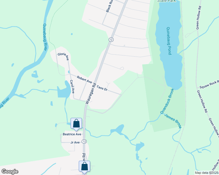 map of restaurants, bars, coffee shops, grocery stores, and more near 24 Taos Drive in Killingly