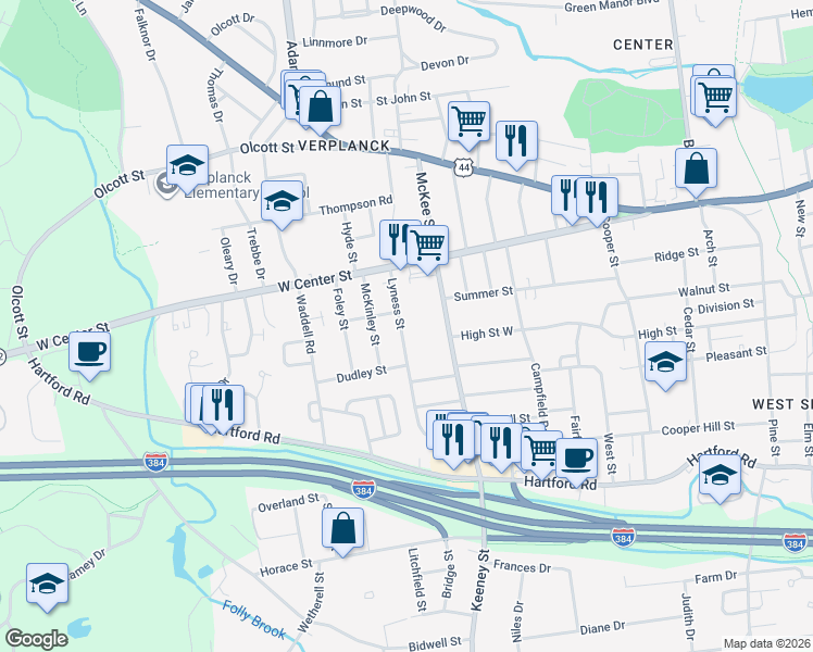 map of restaurants, bars, coffee shops, grocery stores, and more near 47 Lyness Street in Manchester