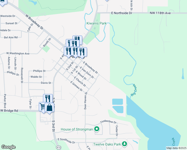 map of restaurants, bars, coffee shops, grocery stores, and more near 101 Deer Haven Street in Polk City