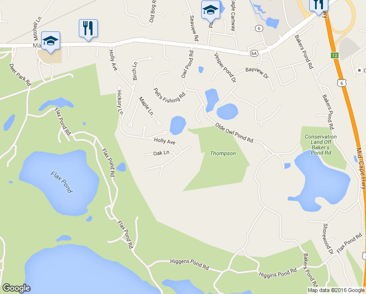map of restaurants, bars, coffee shops, grocery stores, and more near 9 Poplar Lane in Brewster