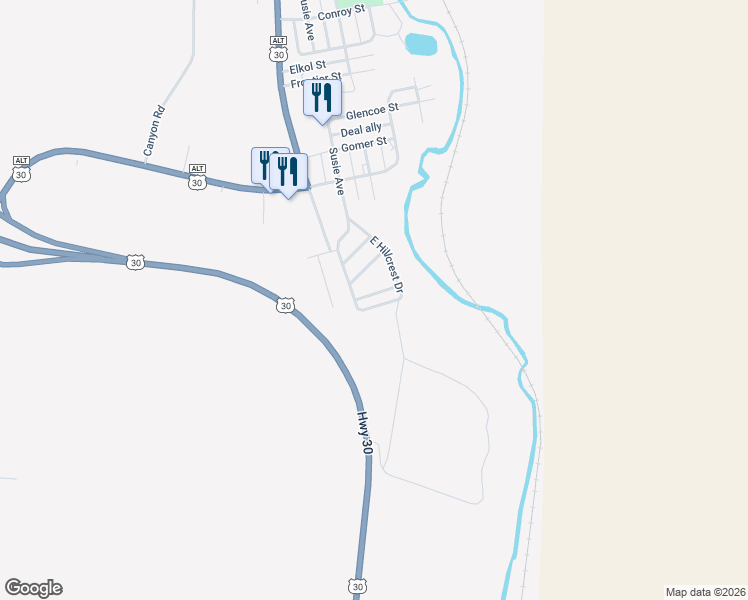 map of restaurants, bars, coffee shops, grocery stores, and more near 64-90 Twin Creek St in Kemmerer