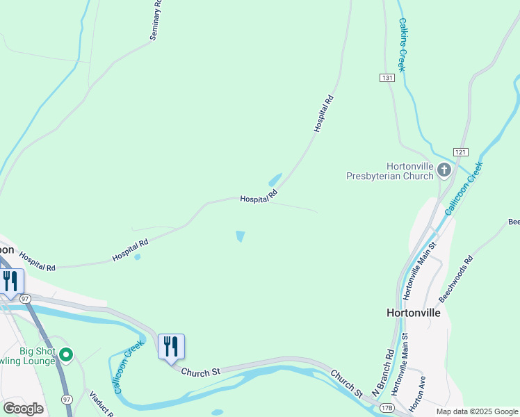map of restaurants, bars, coffee shops, grocery stores, and more near 200 Hospital Road in Callicoon