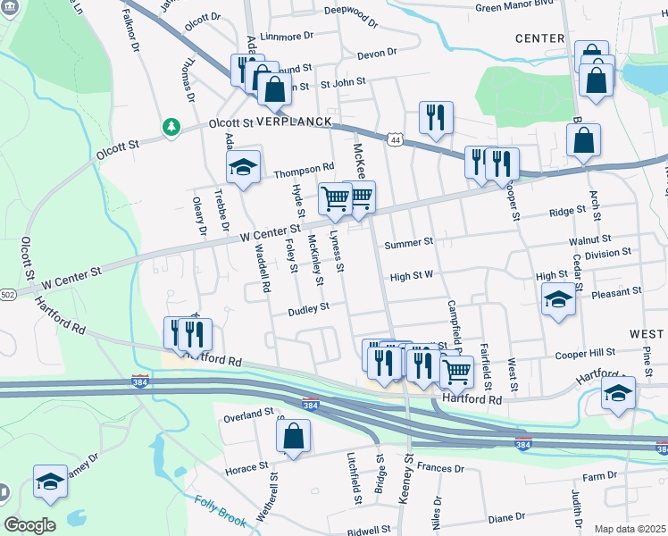 map of restaurants, bars, coffee shops, grocery stores, and more near 47 Lyness Street in Manchester