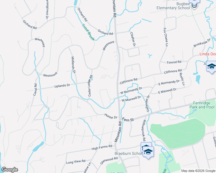 map of restaurants, bars, coffee shops, grocery stores, and more near 30 Hillsboro Drive in West Hartford