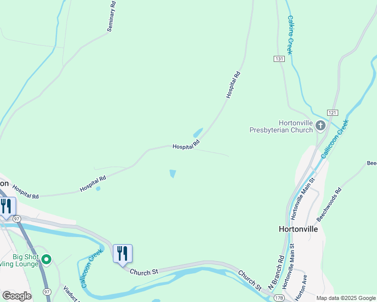 map of restaurants, bars, coffee shops, grocery stores, and more near 200 Hospital Road in Callicoon
