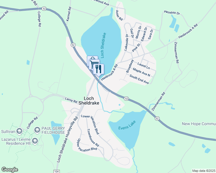 map of restaurants, bars, coffee shops, grocery stores, and more near 4 Freemon Drive in Fallsburg