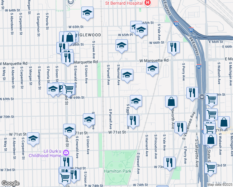 map of restaurants, bars, coffee shops, grocery stores, and more near in Chicago
