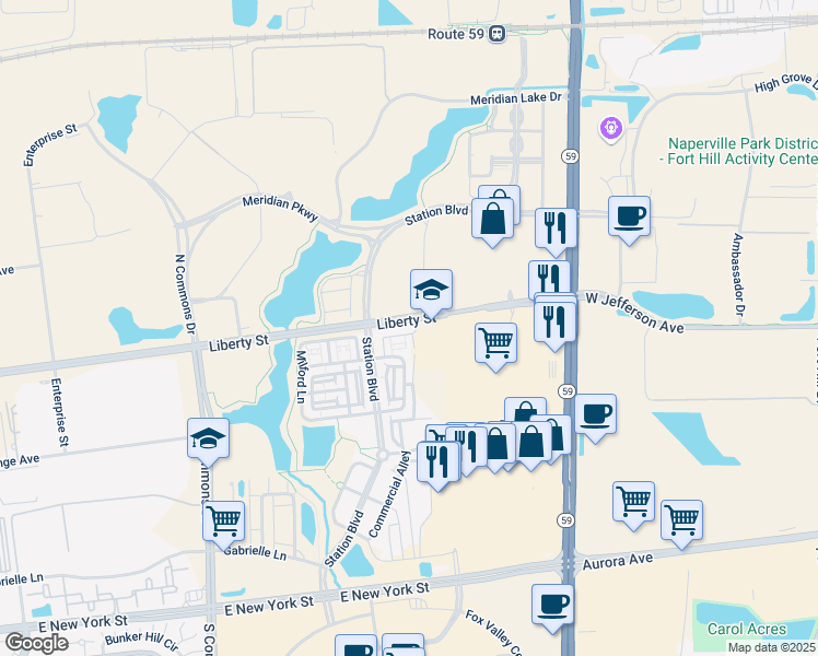 map of restaurants, bars, coffee shops, grocery stores, and more near 865 Lewisburg Lane in Aurora