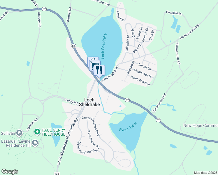 map of restaurants, bars, coffee shops, grocery stores, and more near 4 Freemon Drive in Fallsburg