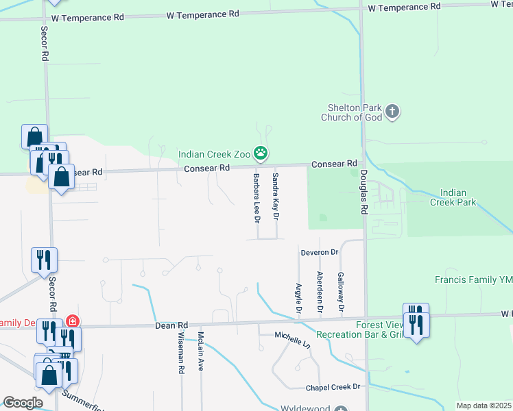 map of restaurants, bars, coffee shops, grocery stores, and more near 8493 Barbara Lee Drive in Lambertville