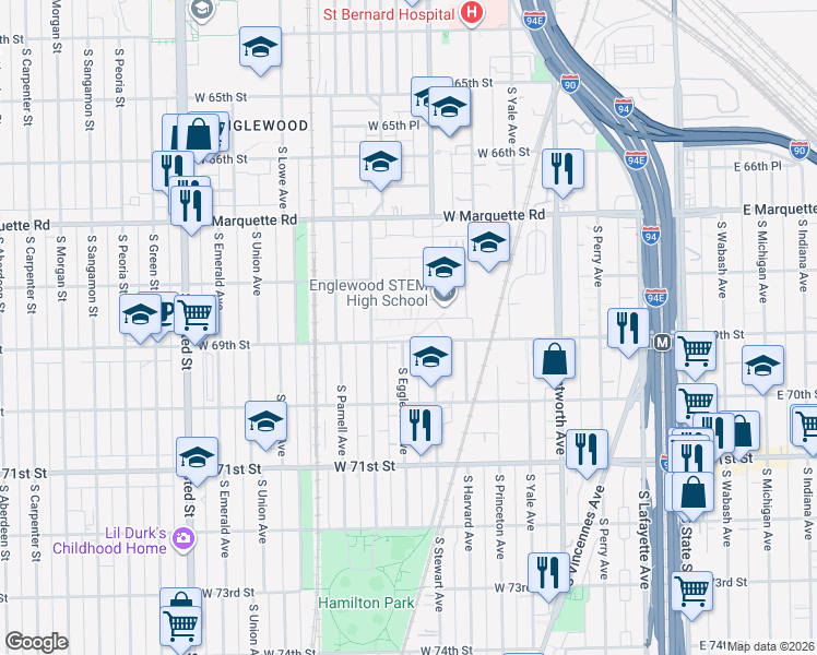 map of restaurants, bars, coffee shops, grocery stores, and more near in Chicago