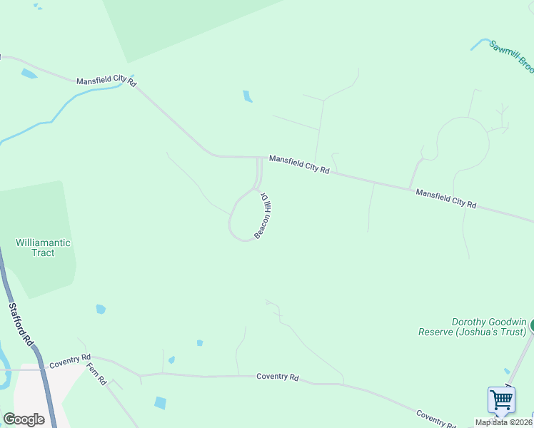 map of restaurants, bars, coffee shops, grocery stores, and more near 94 Beacon Hill Drive in Mansfield