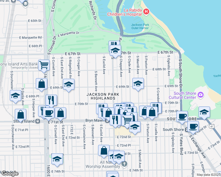 map of restaurants, bars, coffee shops, grocery stores, and more near in Chicago
