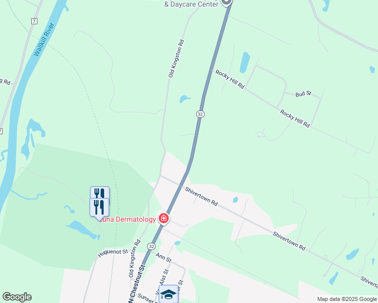 map of restaurants, bars, coffee shops, grocery stores, and more near 260 Highway 32 in New Paltz