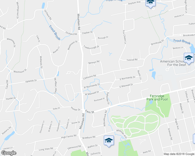map of restaurants, bars, coffee shops, grocery stores, and more near 29 Cliffmore Road in West Hartford