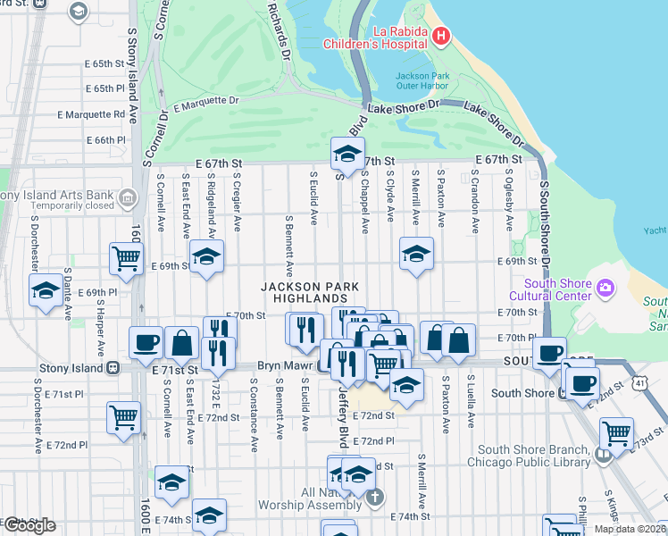 map of restaurants, bars, coffee shops, grocery stores, and more near in Chicago
