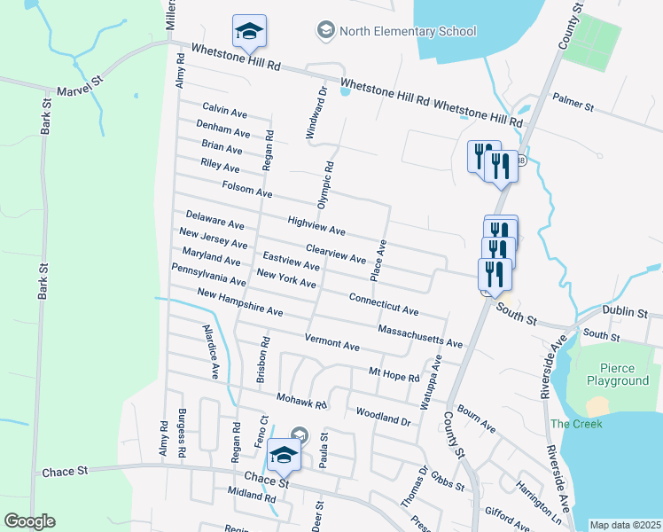 map of restaurants, bars, coffee shops, grocery stores, and more near 10 New York Avenue in Somerset