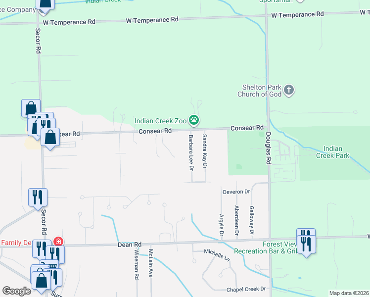 map of restaurants, bars, coffee shops, grocery stores, and more near 8565 Barbara Lee Drive in Lambertville