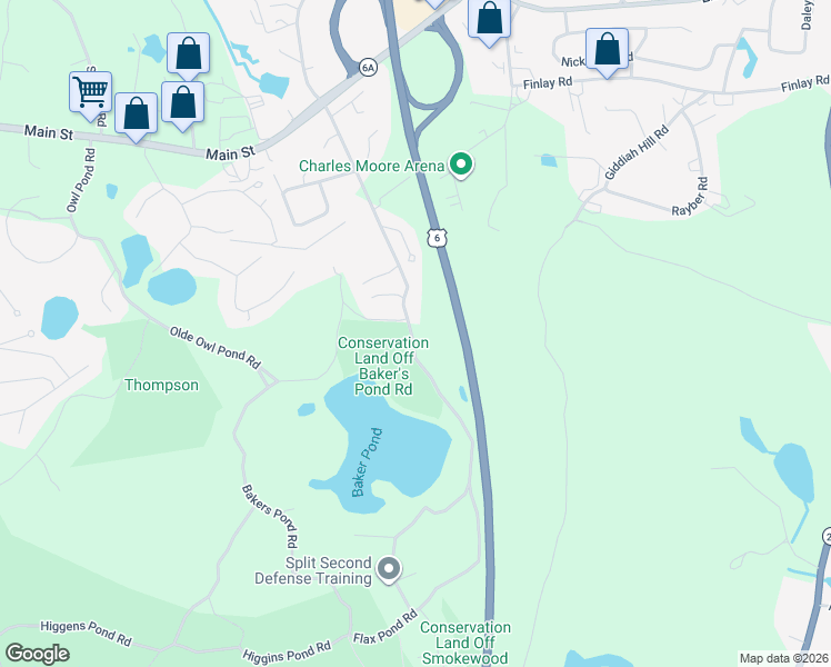 map of restaurants, bars, coffee shops, grocery stores, and more near 69 Bakers Pond Road in Orleans