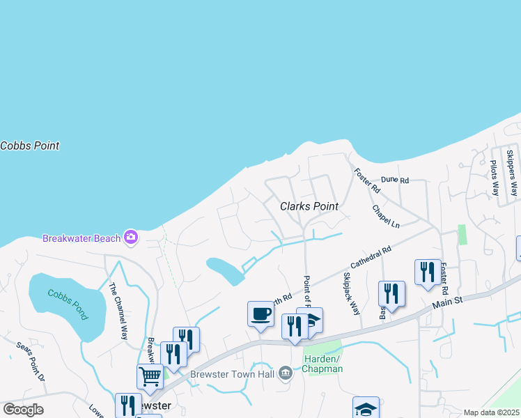 map of restaurants, bars, coffee shops, grocery stores, and more near 61 Winterhoff Trail in Brewster