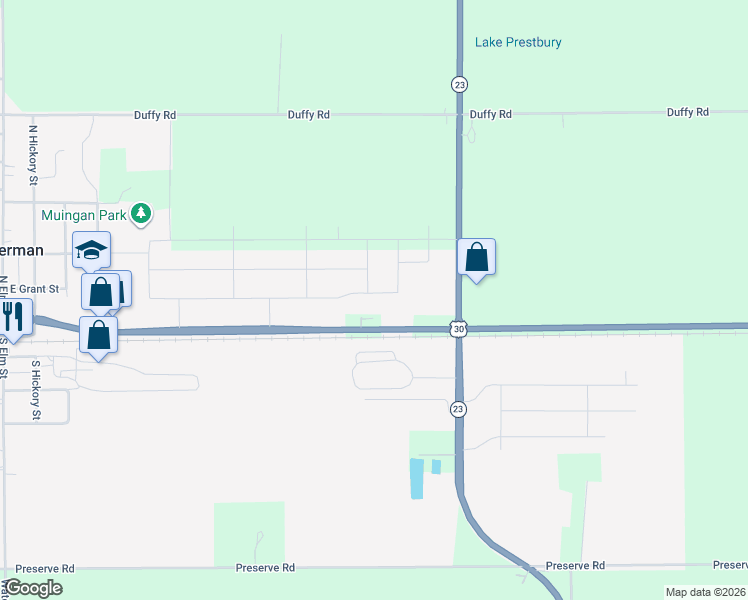 map of restaurants, bars, coffee shops, grocery stores, and more near 817 Wilson Street in Waterman