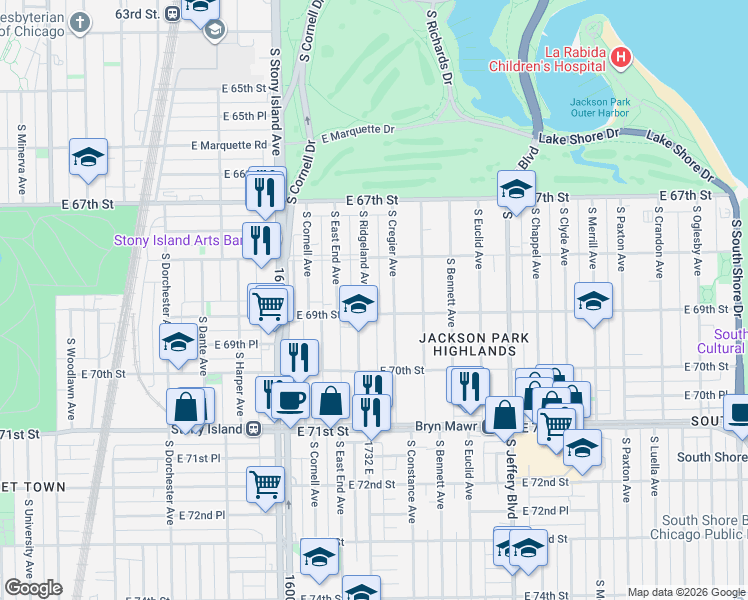 map of restaurants, bars, coffee shops, grocery stores, and more near in Chicago