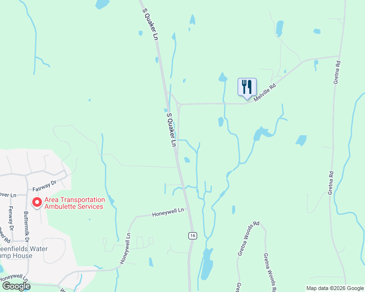 map of restaurants, bars, coffee shops, grocery stores, and more near 134 Old Quaker Lane in Hyde Park