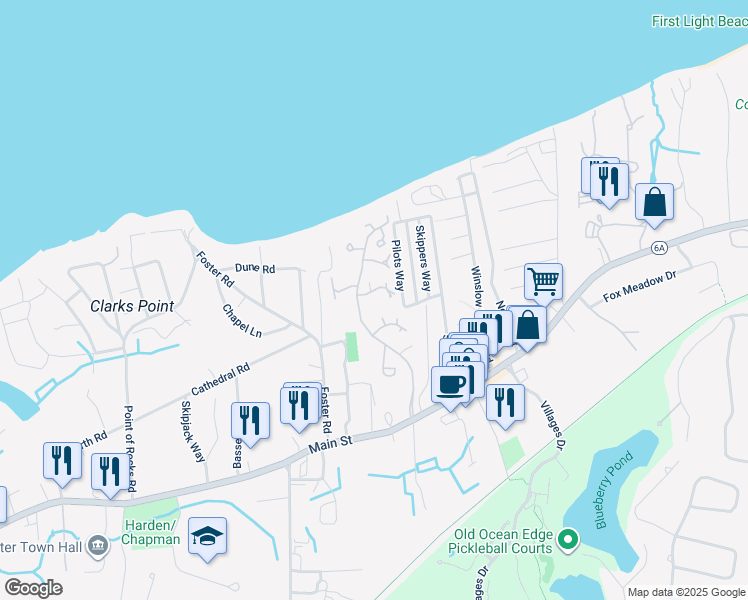 map of restaurants, bars, coffee shops, grocery stores, and more near 40 Friendship Lane in Brewster