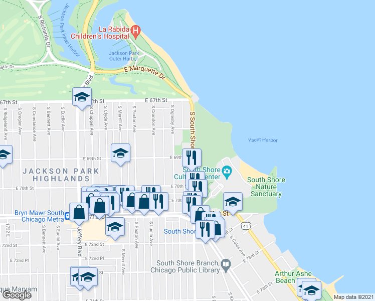 map of restaurants, bars, coffee shops, grocery stores, and more near in Chicago
