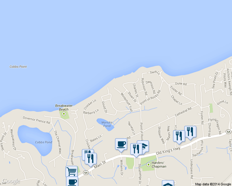 map of restaurants, bars, coffee shops, grocery stores, and more near 101 Winterhoff Trail in Brewster