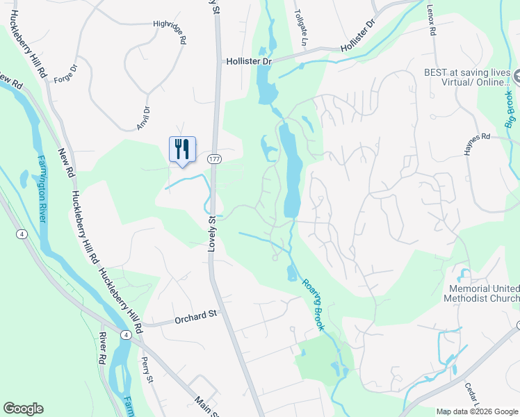 map of restaurants, bars, coffee shops, grocery stores, and more near 1 Essex Court in Avon