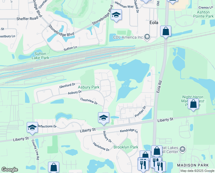 map of restaurants, bars, coffee shops, grocery stores, and more near 985 Park Hill Circle in Aurora