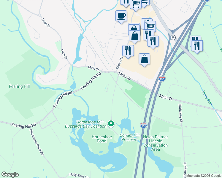 map of restaurants, bars, coffee shops, grocery stores, and more near 790 Main Street in Wareham