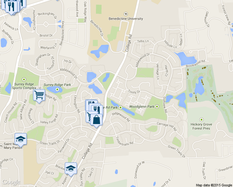 map of restaurants, bars, coffee shops, grocery stores, and more near 6411 Parksleg Court in Lisle
