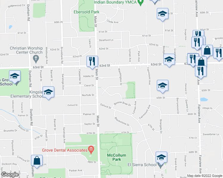 map of restaurants, bars, coffee shops, grocery stores, and more near 933 Weatherbee Avenue in Downers Grove