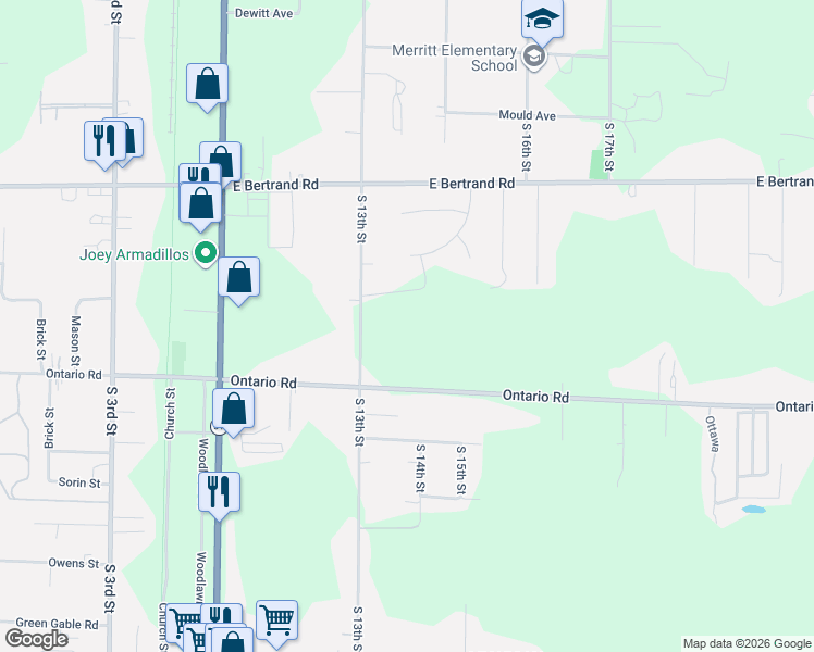 map of restaurants, bars, coffee shops, grocery stores, and more near 2807 South 13th Street in Niles