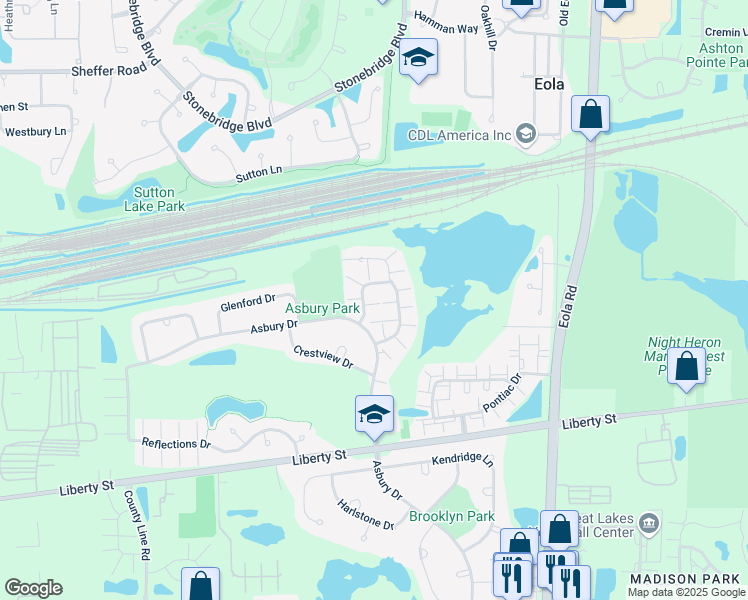 map of restaurants, bars, coffee shops, grocery stores, and more near 1063 Park Hill Circle in Aurora