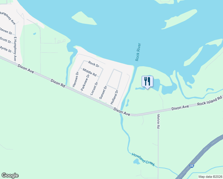 map of restaurants, bars, coffee shops, grocery stores, and more near 3404 Winter Drive in Rock Falls