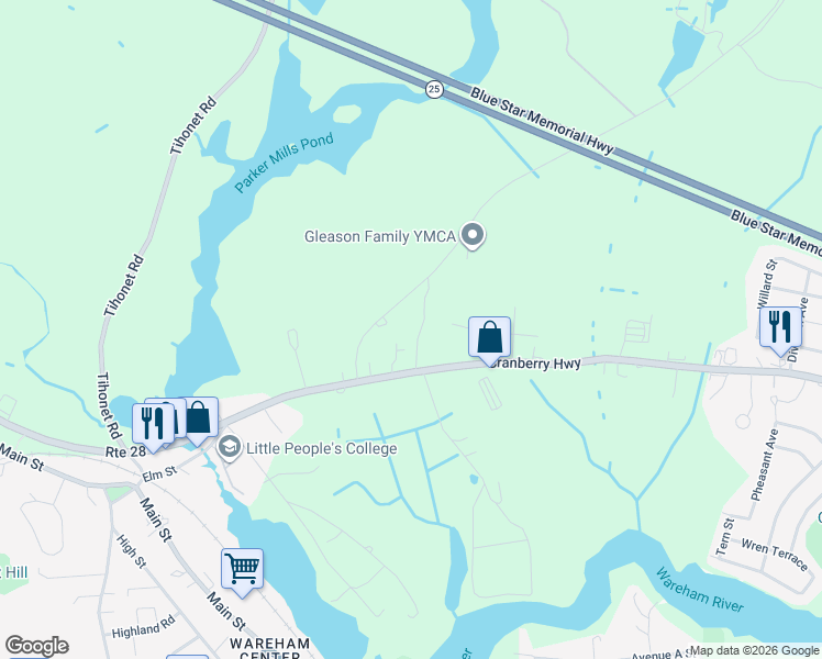 map of restaurants, bars, coffee shops, grocery stores, and more near 4 Cabral Way in Wareham