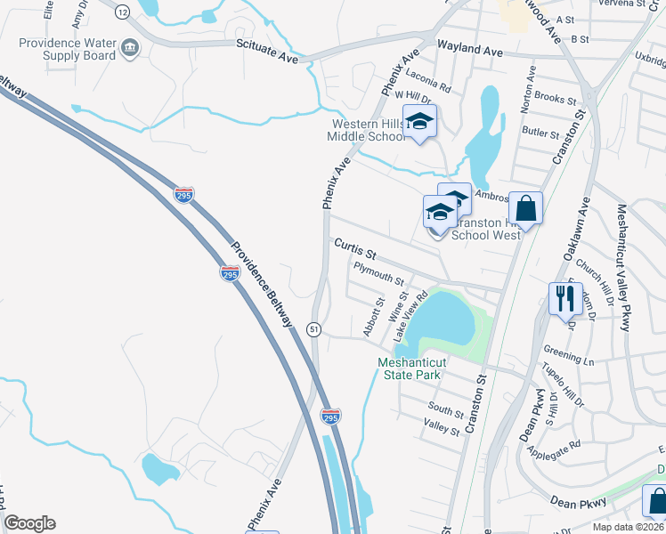 map of restaurants, bars, coffee shops, grocery stores, and more near 29 Fales Street in Cranston