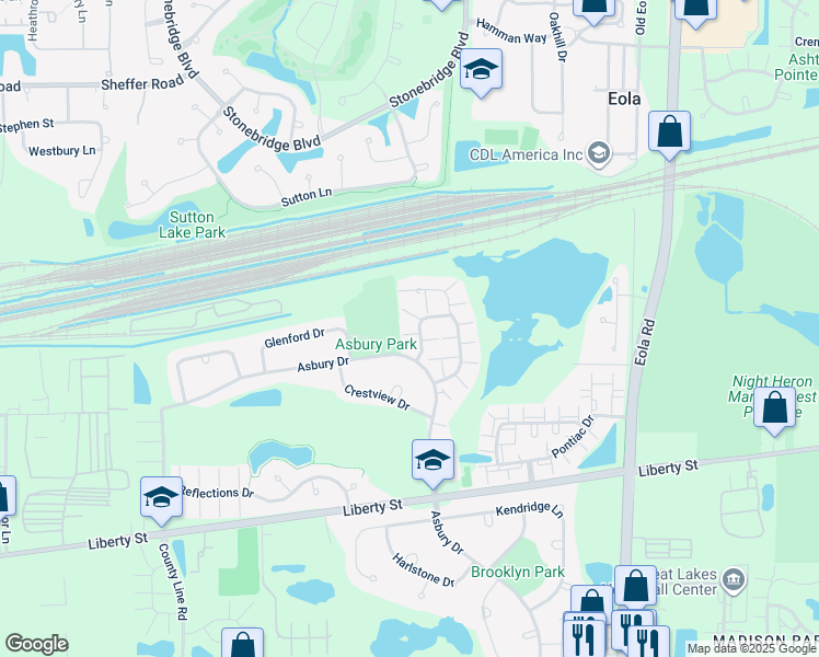 map of restaurants, bars, coffee shops, grocery stores, and more near 1063 Park Hill Circle in Aurora