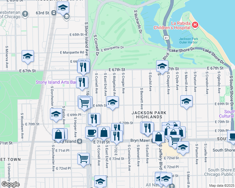 map of restaurants, bars, coffee shops, grocery stores, and more near in Chicago