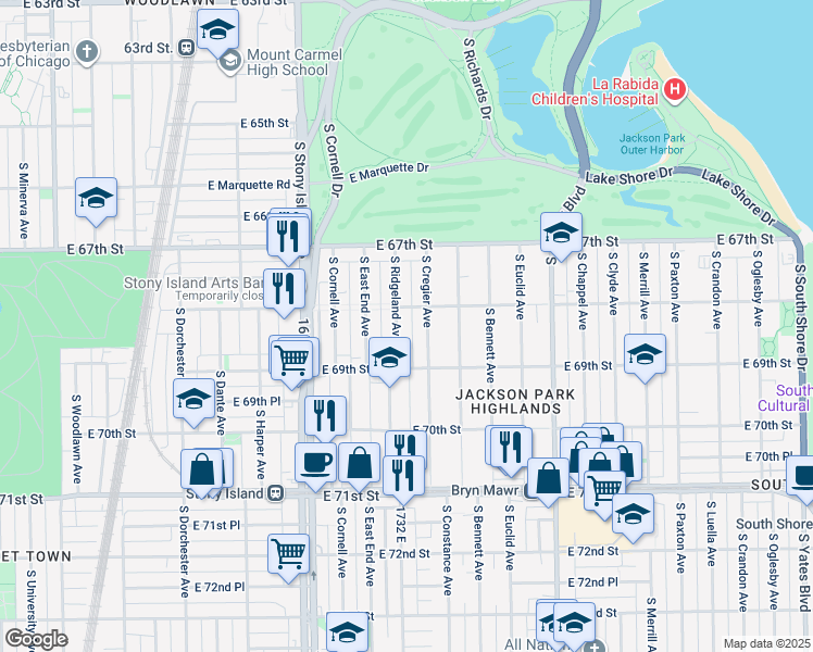 map of restaurants, bars, coffee shops, grocery stores, and more near in Chicago