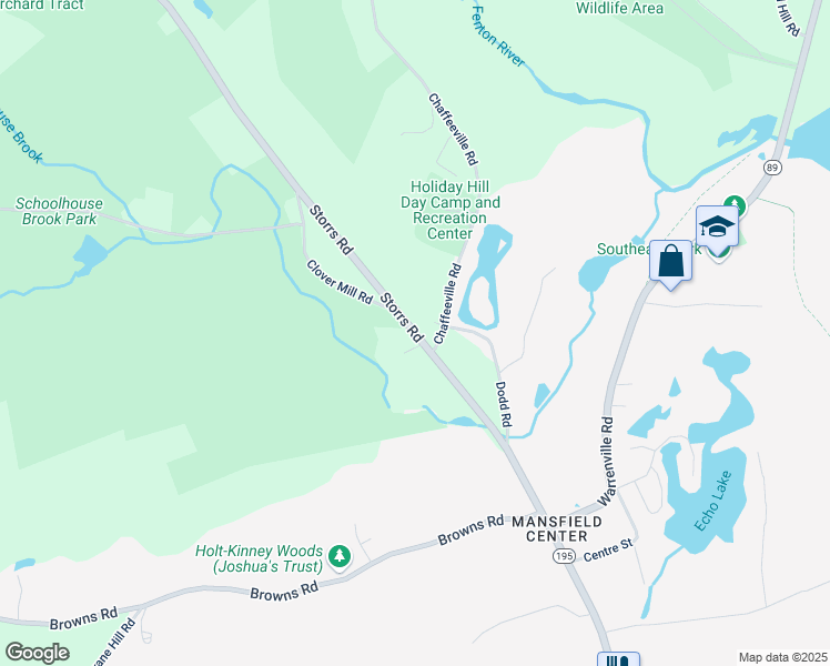 map of restaurants, bars, coffee shops, grocery stores, and more near 635 Storrs Rd in Mansfield