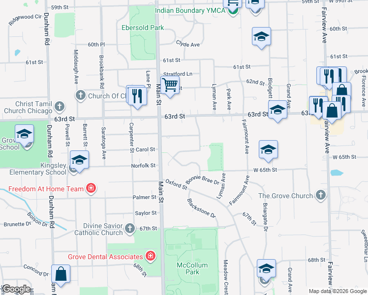 map of restaurants, bars, coffee shops, grocery stores, and more near 933 Weatherbee Avenue in Downers Grove