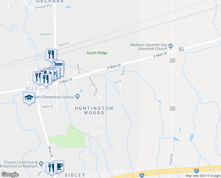map of restaurants, bars, coffee shops, grocery stores, and more near 300 Hyder Drive in Madison