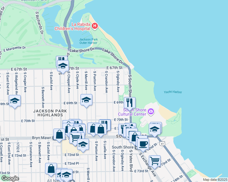 map of restaurants, bars, coffee shops, grocery stores, and more near in Chicago